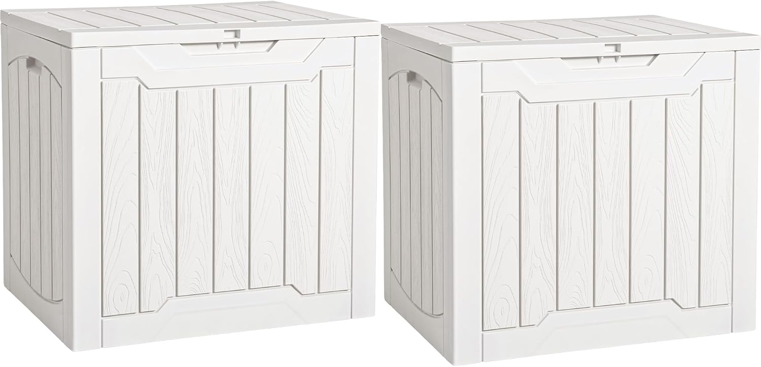 Gardening Tools Box - 31-Gallonen-Deckbox-Set mit 2 abschließbaren Outdoor-Aufbewahrungsboxen für