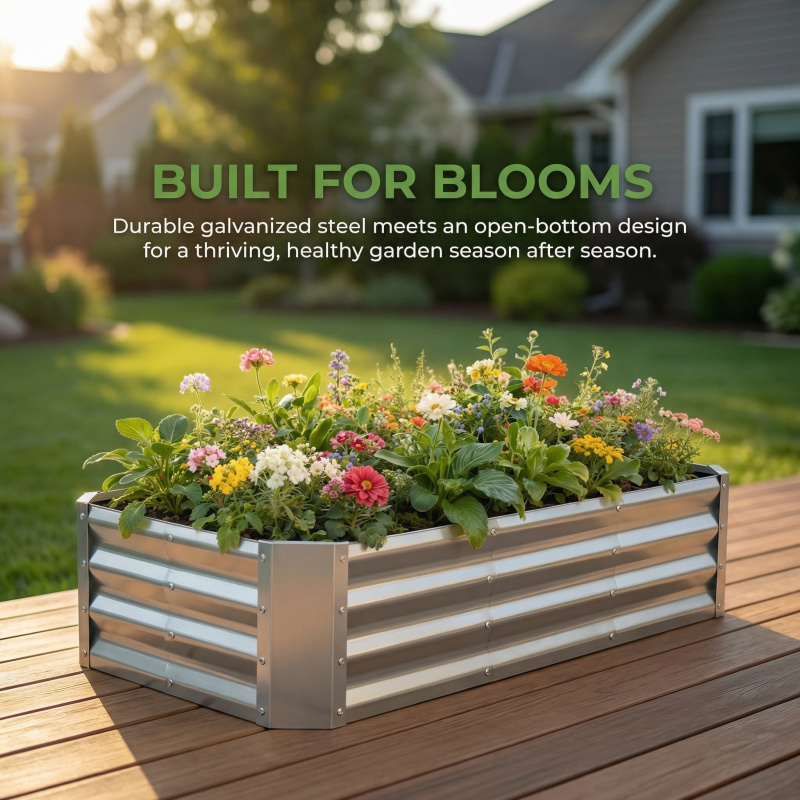 Gardening Tools Box - Großes Bodenfreies Verzinktes Garten-Pflanzbeet-Set 4×2×1ft Metall-Blumentopfbox