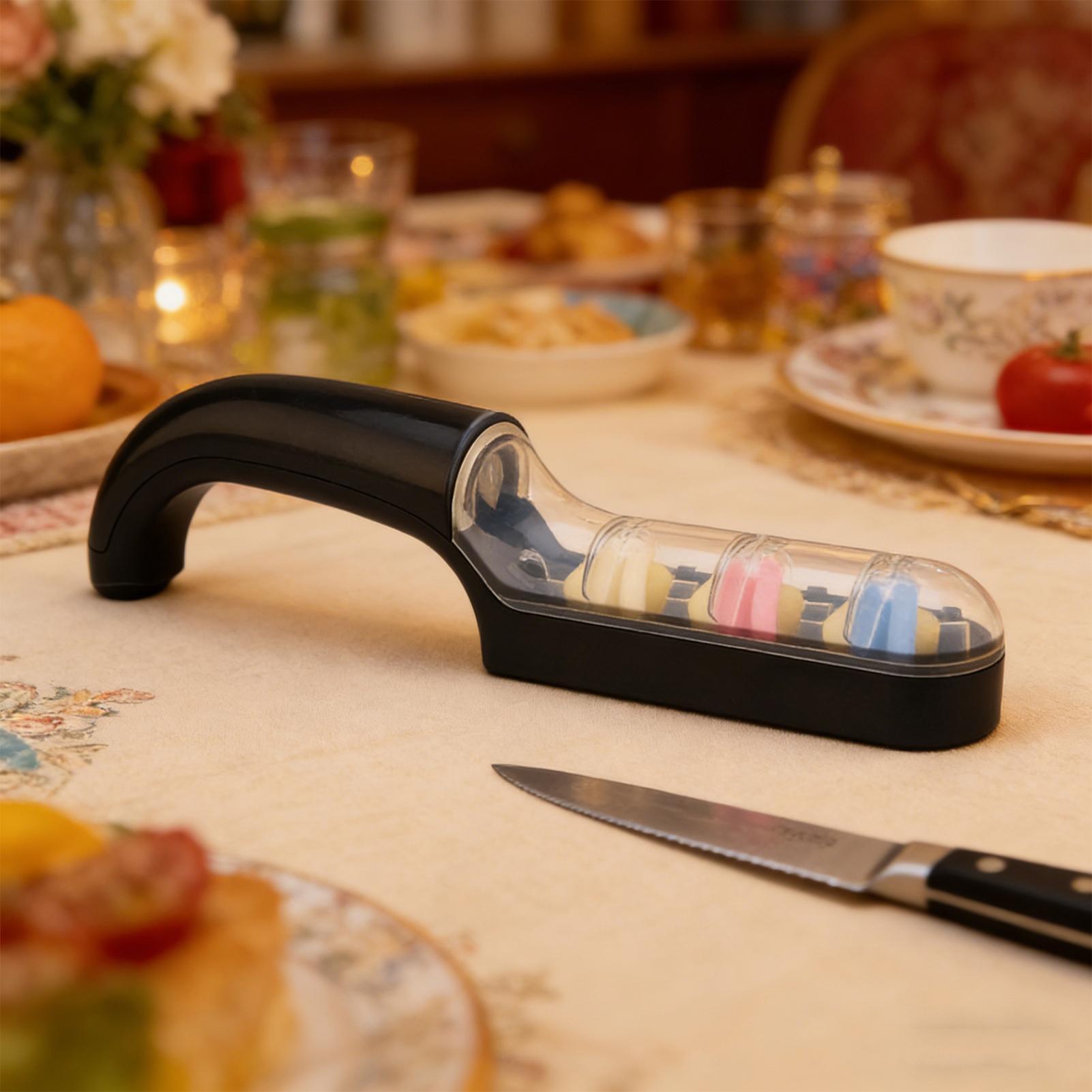 Gardening Tools For Seniors - Messerschärfer mit 3 Stufen, Rutschfester Griff,