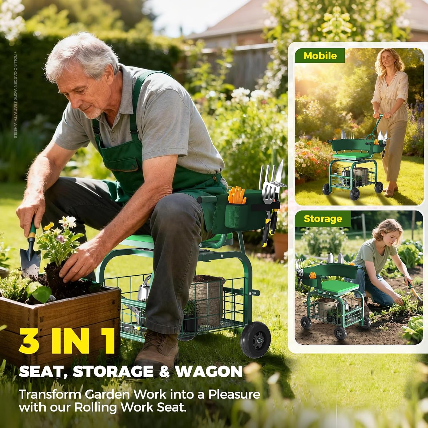 Gartensitz mit Rädern, Rollend – Gardening Tools For Seniors Bewertung und Preis