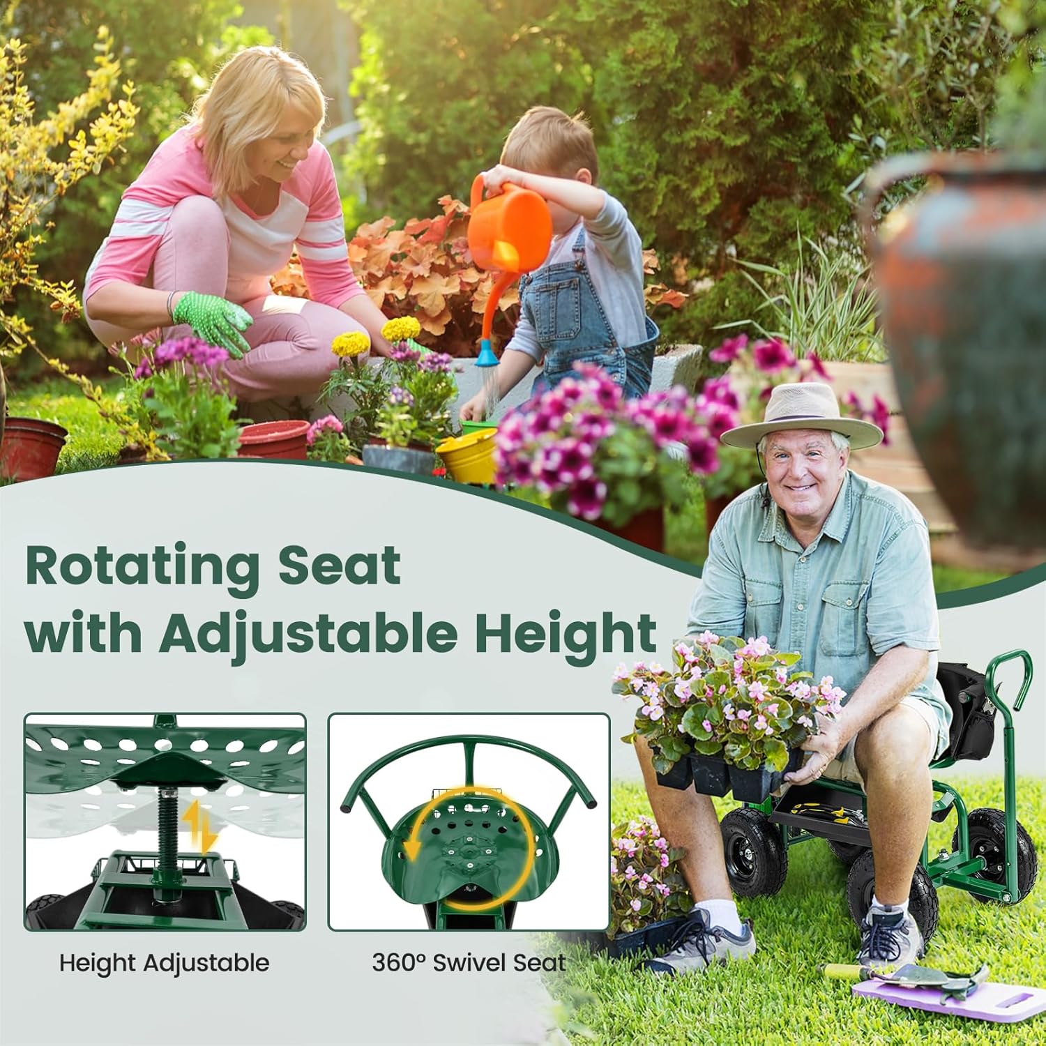 Rollender Gartensitz mit Räder – Gardening Tools For Seniors Bewertung und Preis