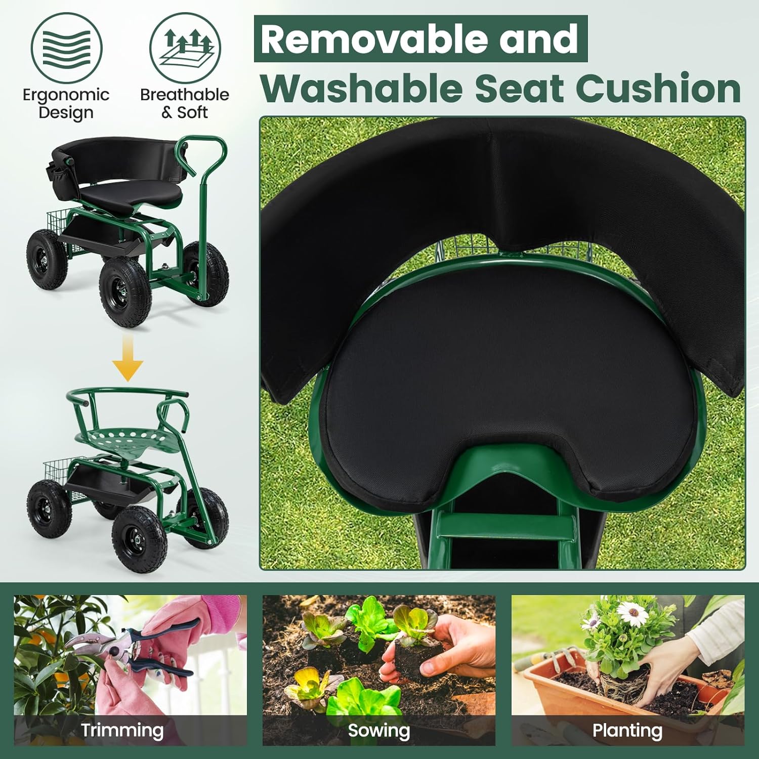 Rollender Gartensitz mit Räder – Gardening Tools For Seniors Bewertung und Preis